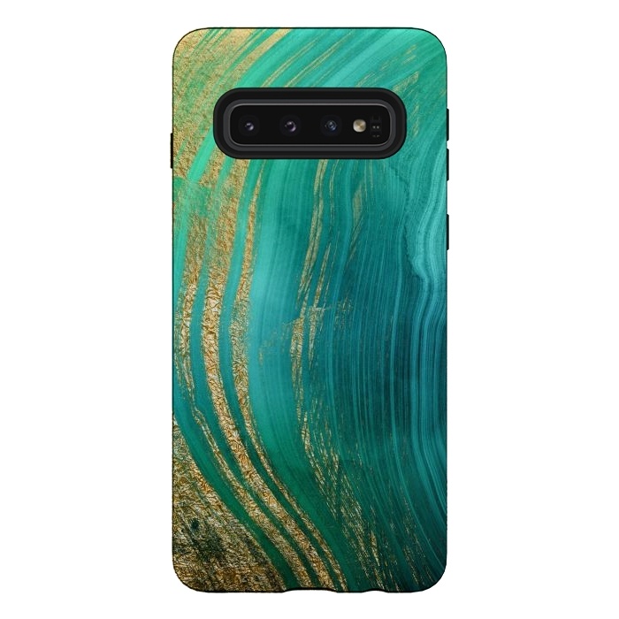 Galaxy S10 StrongFit Gold and Teal Mermaid Ocean Marble by  Utart