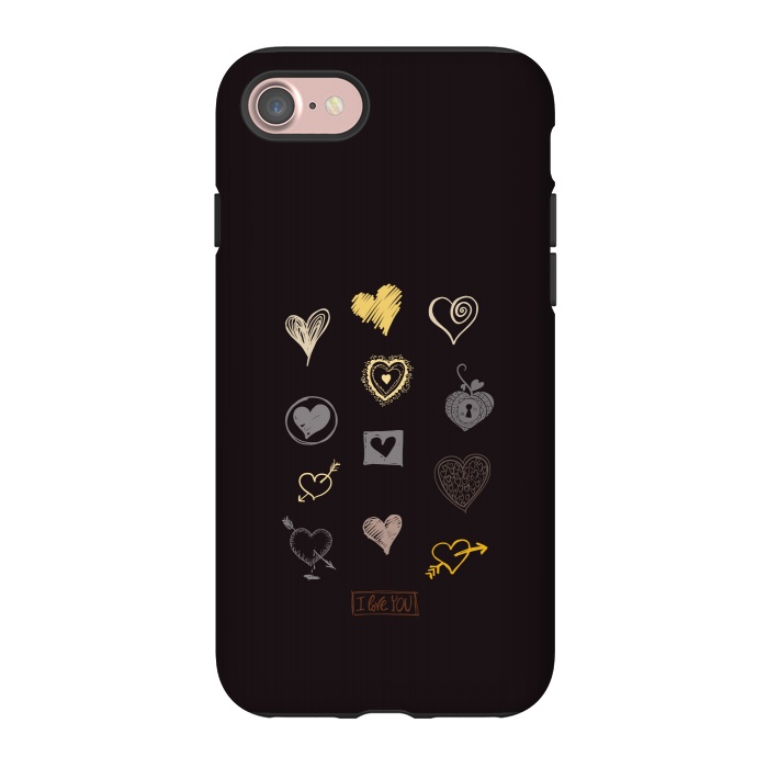 iPhone 7 StrongFit valentine doodle hearts by TMSarts