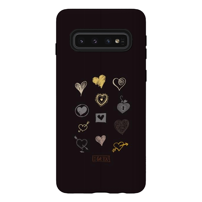 Galaxy S10 StrongFit valentine doodle hearts by TMSarts