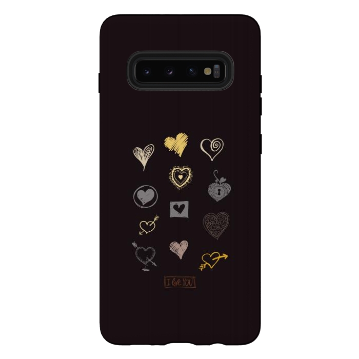 Galaxy S10 plus StrongFit valentine doodle hearts by TMSarts