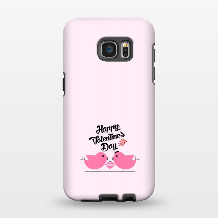 Galaxy S7 EDGE StrongFit pink couple birds by TMSarts