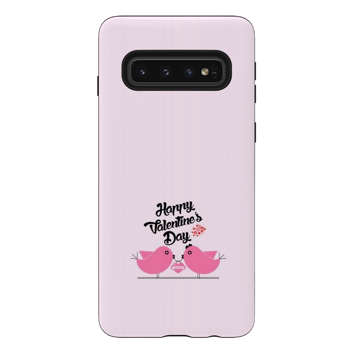 Galaxy S10 StrongFit pink couple birds by TMSarts