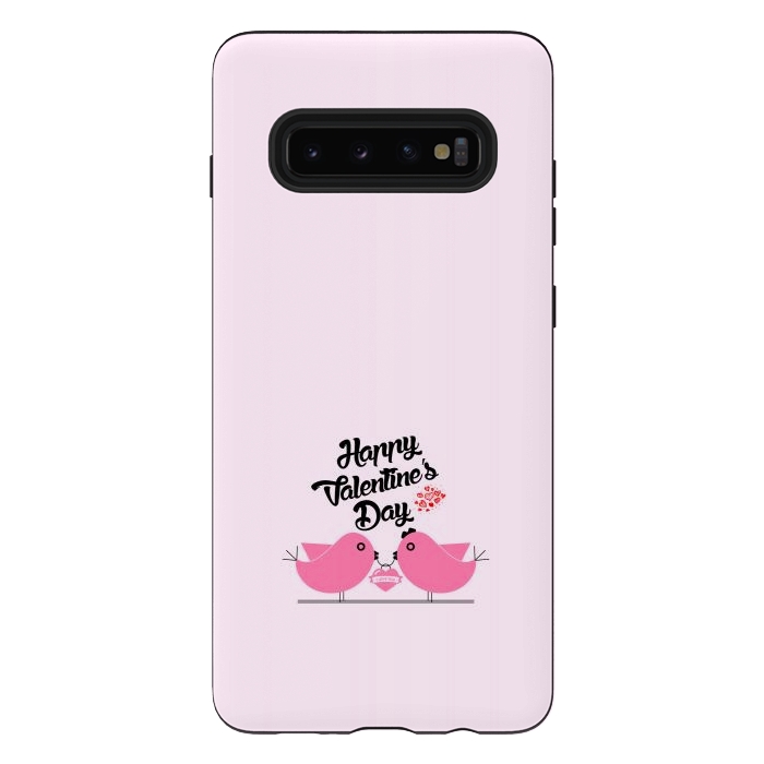 Galaxy S10 plus StrongFit pink couple birds by TMSarts