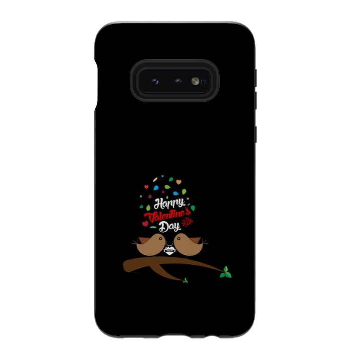 Galaxy S10e StrongFit brown love birds by TMSarts