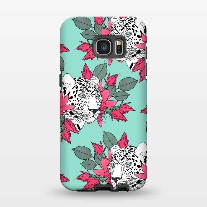 Galaxy S7 EDGE StrongFit Stylish leopard and cactus flower pattern by InovArts