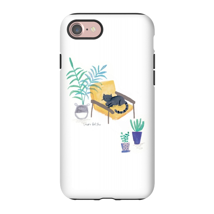iPhone 7 StrongFit  black cat in yellow chair scandi interior by lauradidthis