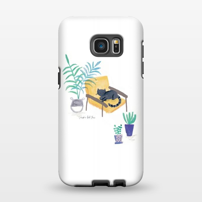 Galaxy S7 EDGE StrongFit  black cat in yellow chair scandi interior by lauradidthis