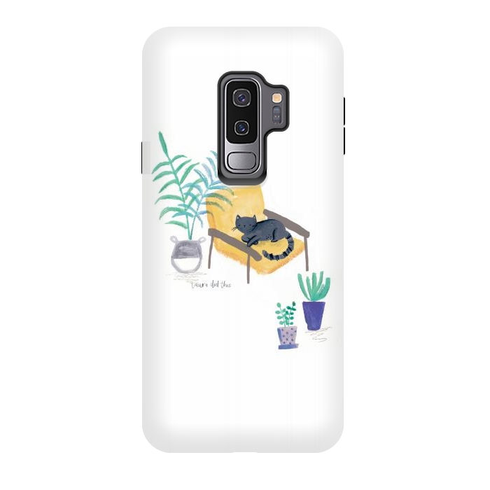 Galaxy S9 plus StrongFit  black cat in yellow chair scandi interior by lauradidthis