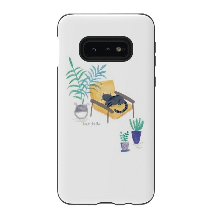Galaxy S10e StrongFit  black cat in yellow chair scandi interior by lauradidthis