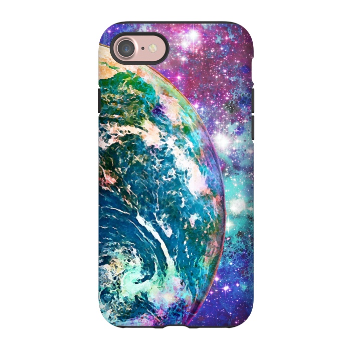iPhone 7 StrongFit Colorful psychedelic Earth in space by Oana 