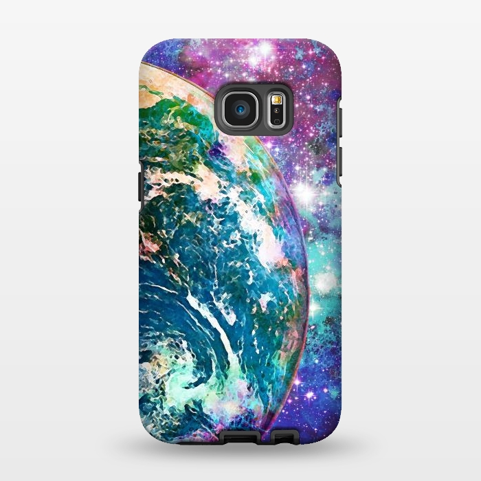 Galaxy S7 EDGE StrongFit Colorful psychedelic Earth in space by Oana 