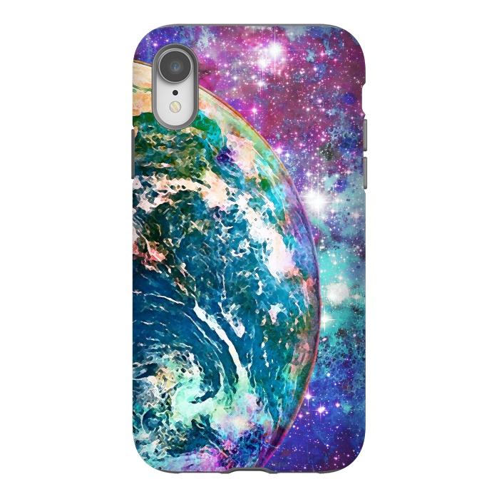 iPhone Xr StrongFit Colorful psychedelic Earth in space by Oana 