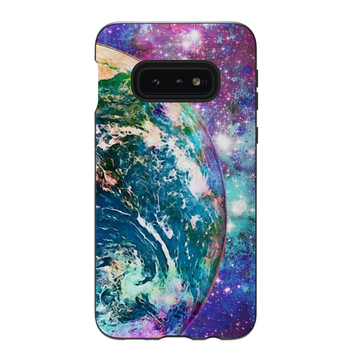 Galaxy S10e StrongFit Colorful psychedelic Earth in space by Oana 