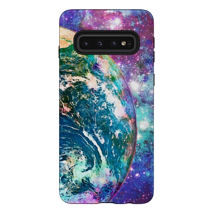 Galaxy S10 StrongFit Colorful psychedelic Earth in space by Oana 