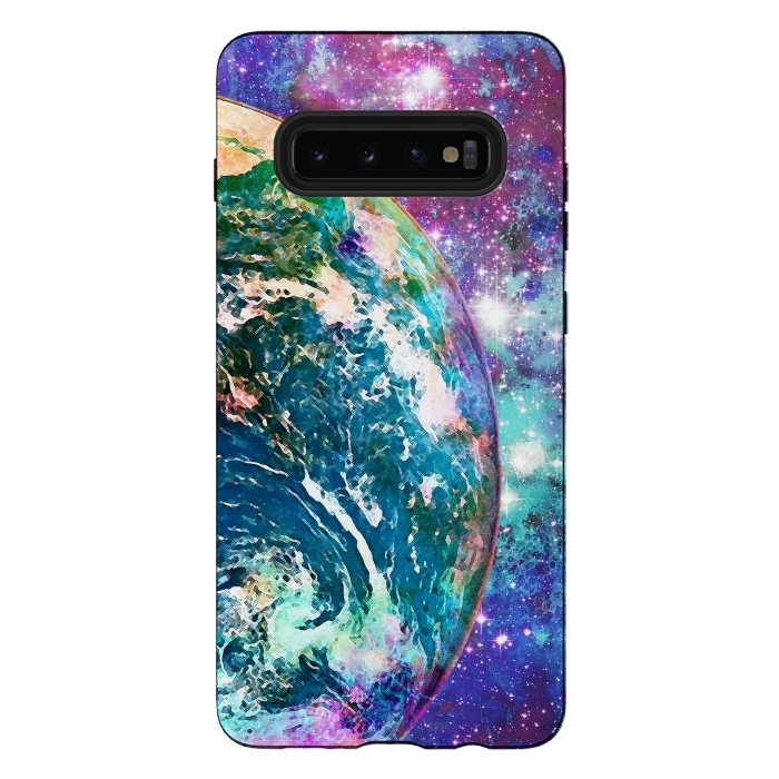 Galaxy S10 plus StrongFit Colorful psychedelic Earth in space by Oana 