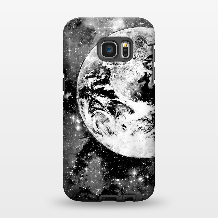Galaxy S7 EDGE StrongFit Black and white Earth in Space by Oana 
