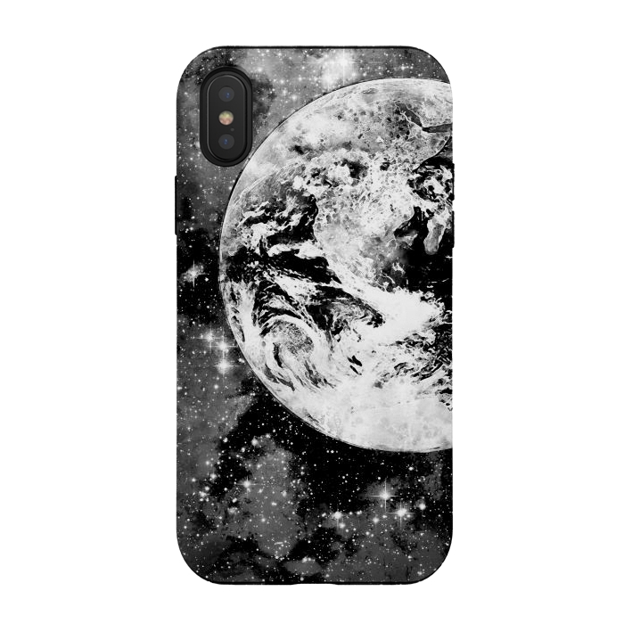 iPhone Xs / X StrongFit Black and white Earth in Space by Oana 