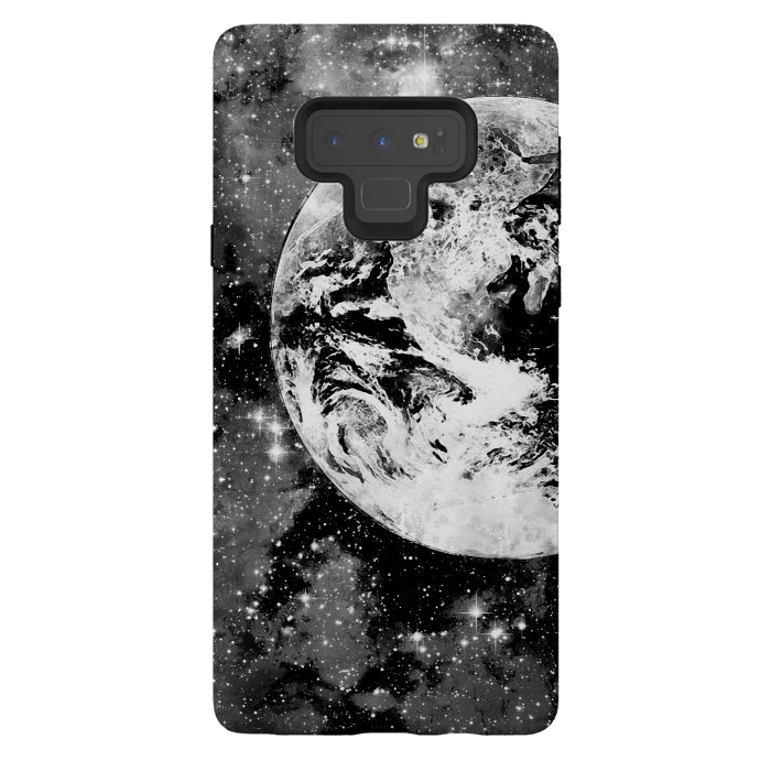 Galaxy Note 9 StrongFit Black and white Earth in Space by Oana 