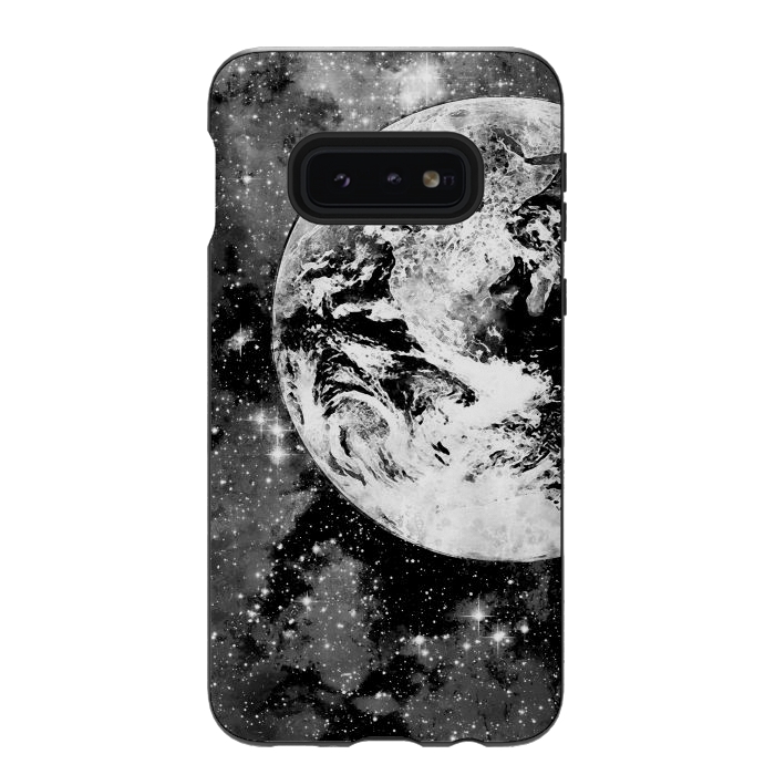 Galaxy S10e StrongFit Black and white Earth in Space by Oana 