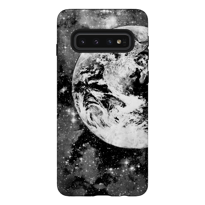 Galaxy S10 StrongFit Black and white Earth in Space by Oana 