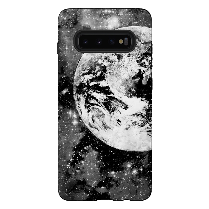 Galaxy S10 plus StrongFit Black and white Earth in Space by Oana 