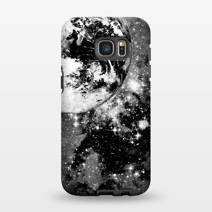 Galaxy S7 EDGE StrongFit Earth in space - Black and white graphic by Oana 