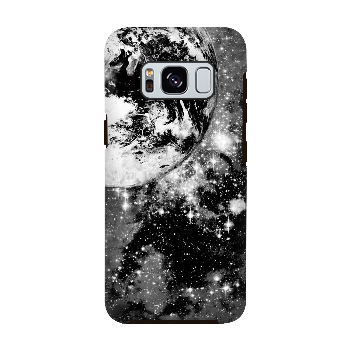 Galaxy S8 StrongFit Earth in space - Black and white graphic by Oana 