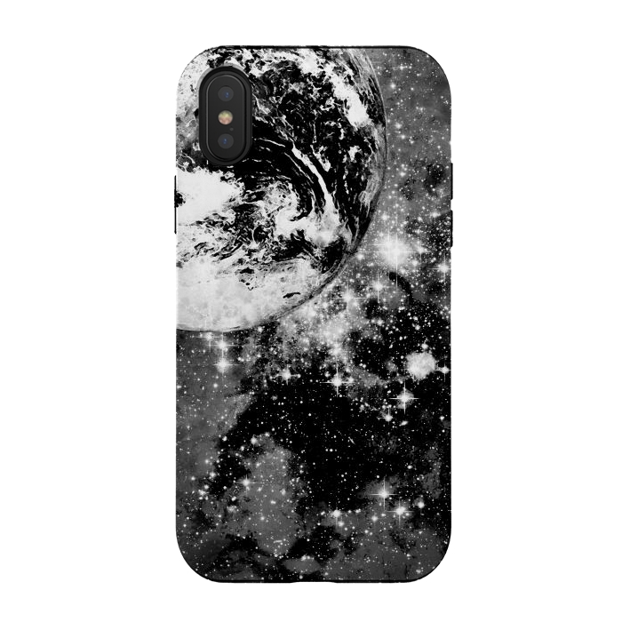 iPhone Xs / X StrongFit Earth in space - Black and white graphic by Oana 