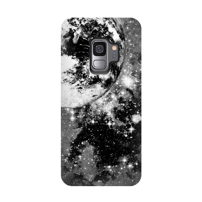 Galaxy S9 StrongFit Earth in space - Black and white graphic by Oana 