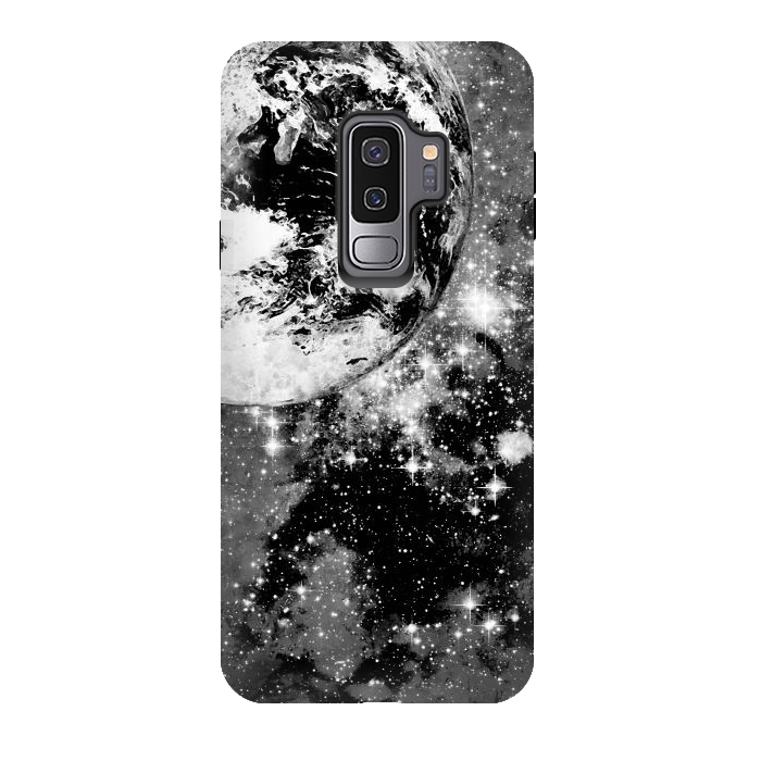 Galaxy S9 plus StrongFit Earth in space - Black and white graphic by Oana 