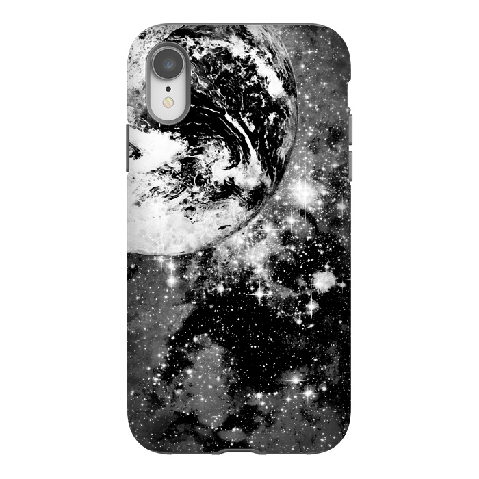 iPhone Xr StrongFit Earth in space - Black and white graphic by Oana 