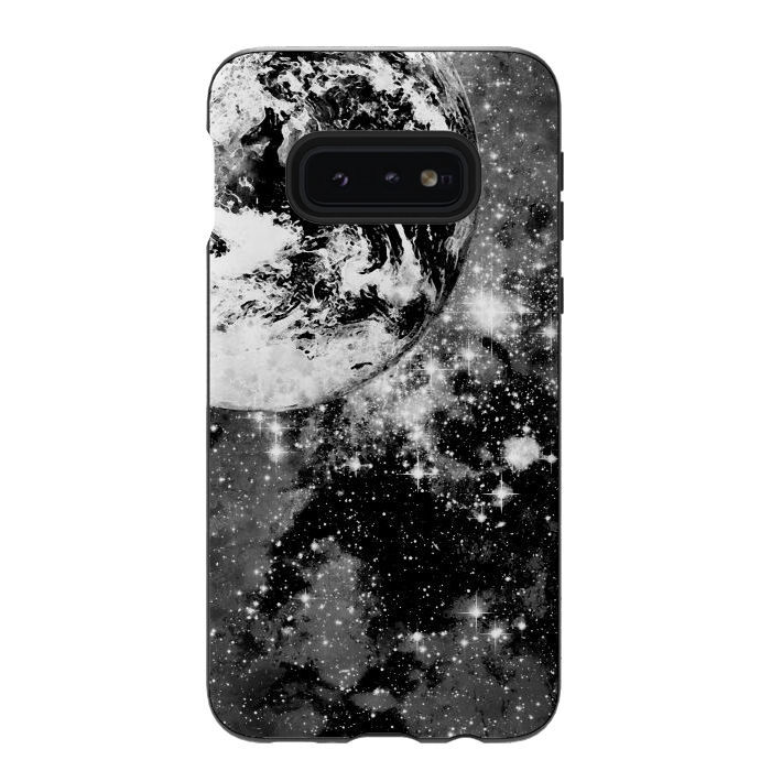 Galaxy S10e StrongFit Earth in space - Black and white graphic by Oana 