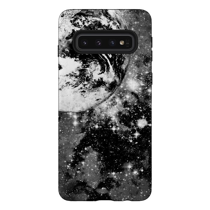 Galaxy S10 StrongFit Earth in space - Black and white graphic by Oana 