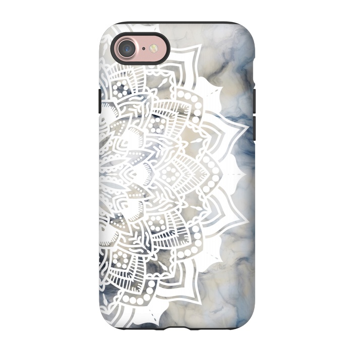 iPhone 7 StrongFit White lace mandala on painted marble by Oana 
