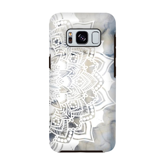 Galaxy S8 StrongFit White lace mandala on painted marble by Oana 