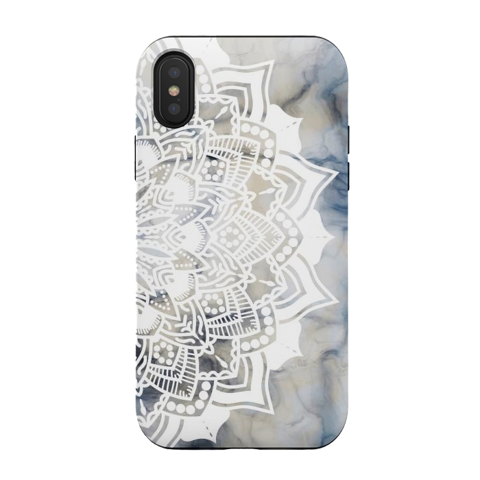 iPhone Xs / X StrongFit White lace mandala on painted marble by Oana 