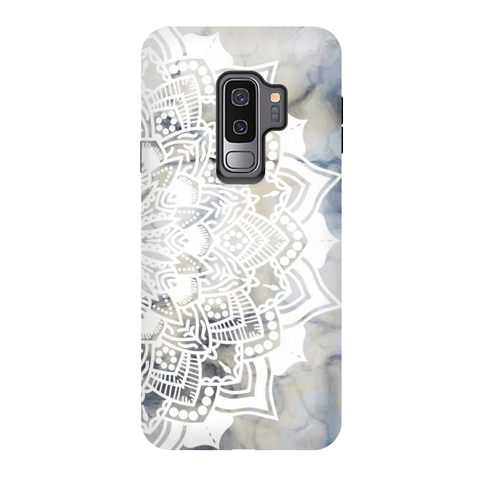 Galaxy S9 plus StrongFit White lace mandala on painted marble by Oana 