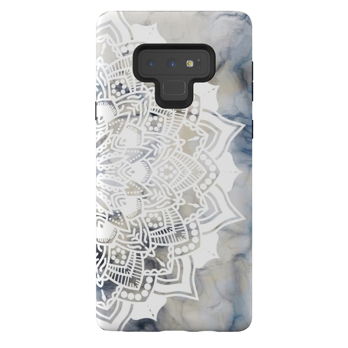 Galaxy Note 9 StrongFit White lace mandala on painted marble by Oana 