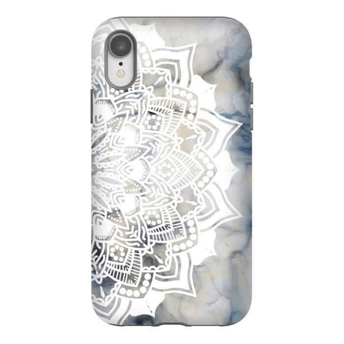 iPhone Xr StrongFit White lace mandala on painted marble by Oana 