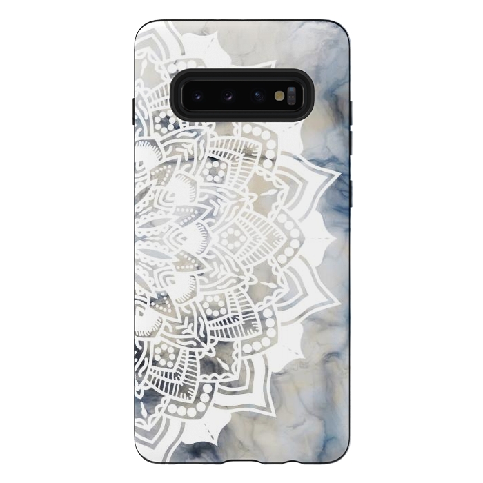 Galaxy S10 plus StrongFit White lace mandala on painted marble by Oana 