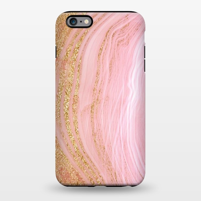 iPhone 6/6s plus StrongFit Light Pink Mermaid Marble with Faux Gold Glitter Rain by  Utart
