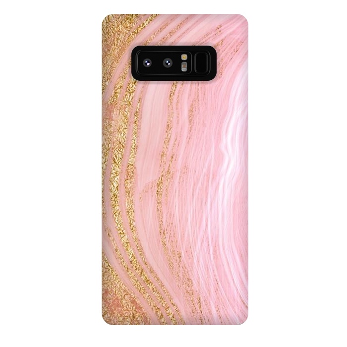Galaxy Note 8 StrongFit Light Pink Mermaid Marble with Faux Gold Glitter Rain by  Utart
