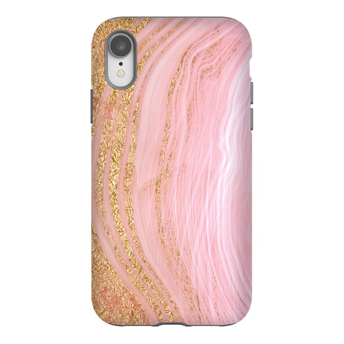 iPhone Xr StrongFit Light Pink Mermaid Marble with Faux Gold Glitter Rain by  Utart