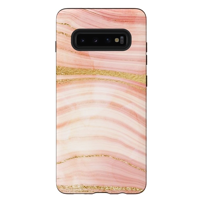 Galaxy S10 plus StrongFit Blush Mermaid Marble with Faux Gold Veins by  Utart