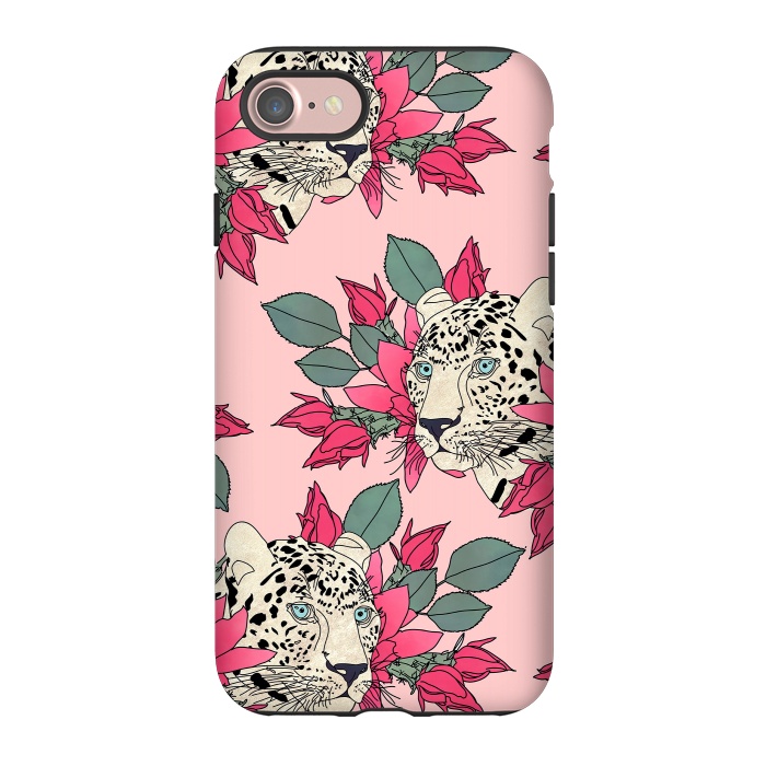 iPhone 7 StrongFit Classy cactus flowers and leopards design by InovArts