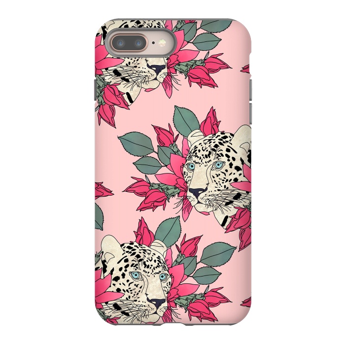 iPhone 7 plus StrongFit Classy cactus flowers and leopards design by InovArts