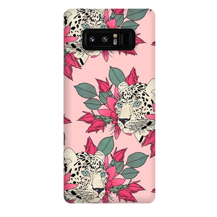 Galaxy Note 8 StrongFit Classy cactus flowers and leopards design by InovArts
