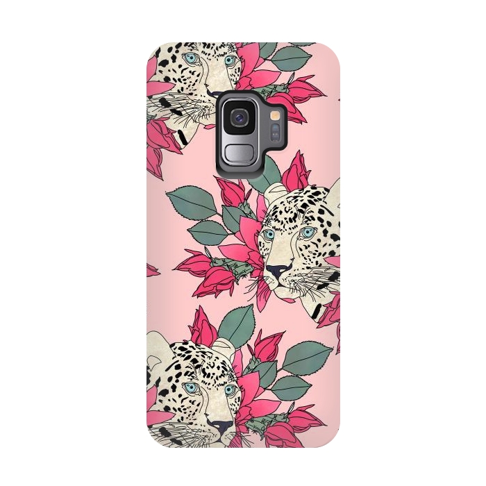 Galaxy S9 StrongFit Classy cactus flowers and leopards design by InovArts