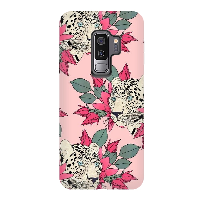 Galaxy S9 plus StrongFit Classy cactus flowers and leopards design by InovArts