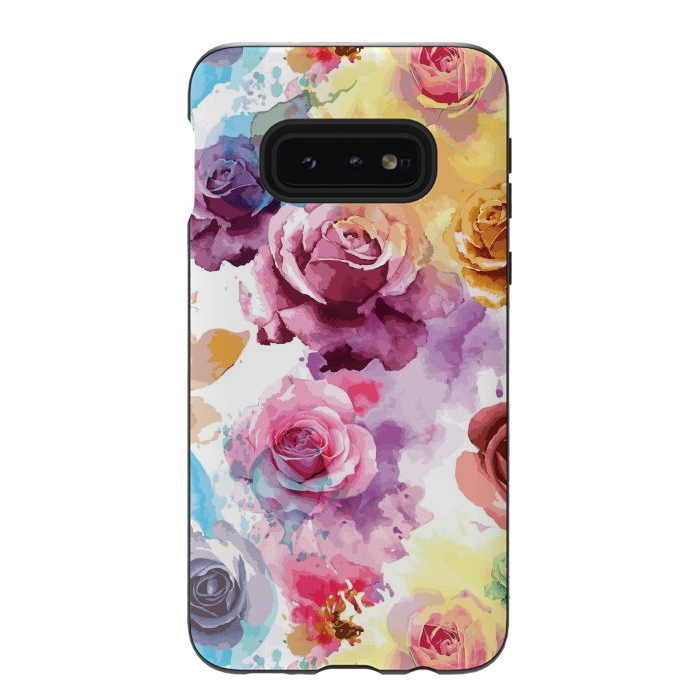 Galaxy S10e StrongFit Watercolor Roses by Bledi